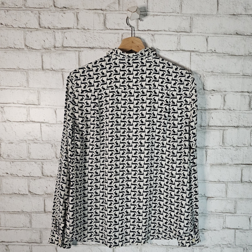 Loft Rabbit Print Button-Up Blouse, S - image 2
